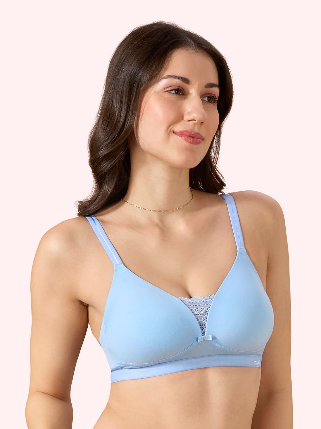 Cove Everyday Cotton Bra – Lightly Padded, Wire-Free, Lace Front, Designer Straps & Full Support Underband
