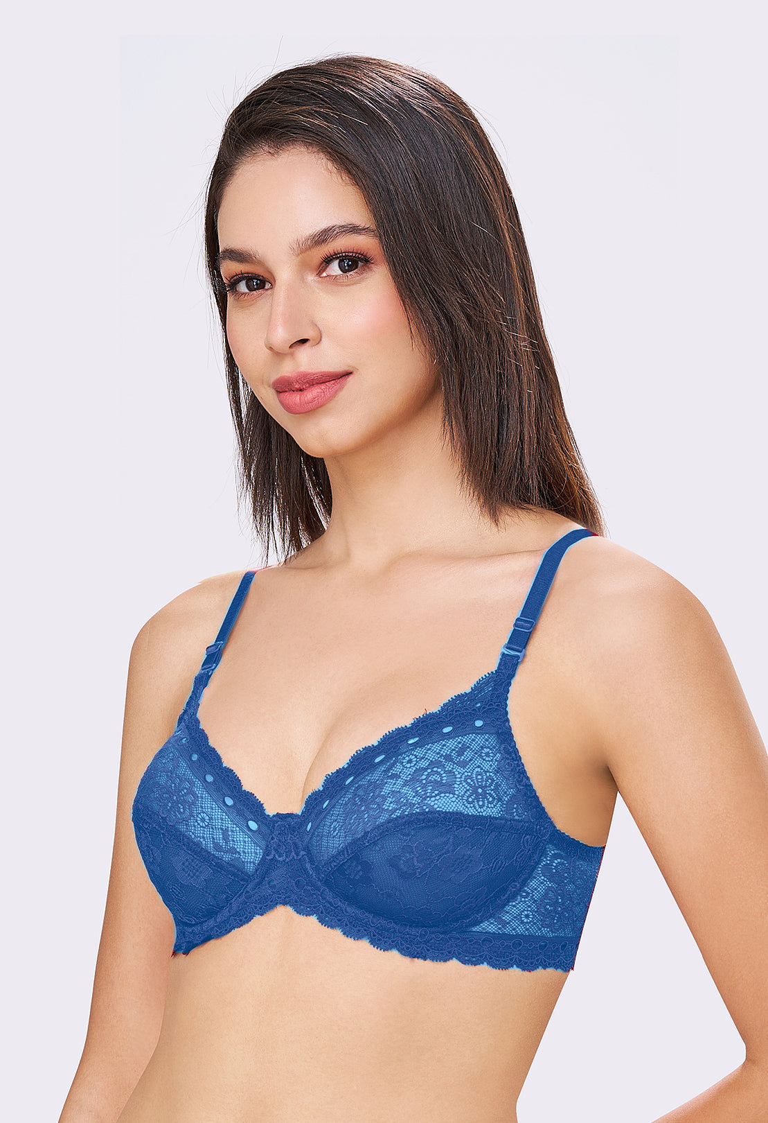 Sophia | Double Layered Wired Medium Coverage Breathable Lace Bra Convertible Straps