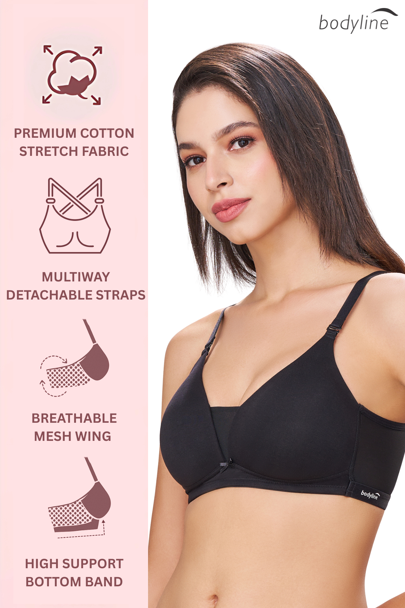 PIXIE | Seamless Cotton Comfort – Triangle Cup, Padded, Non-Wired T-Shirt Bra