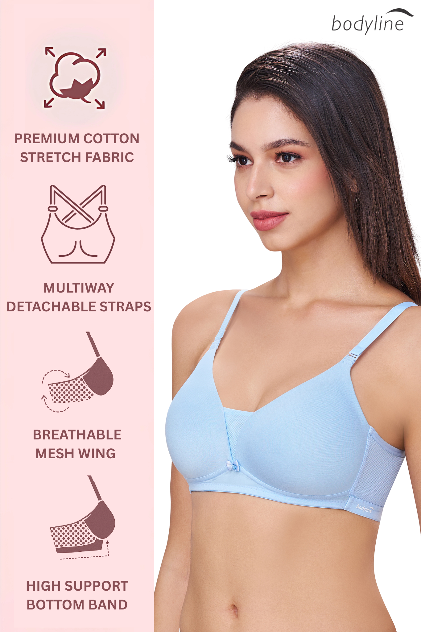 PIXIE | Seamless Cotton Comfort – Triangle Cup, Padded, Non-Wired T-Shirt Bra