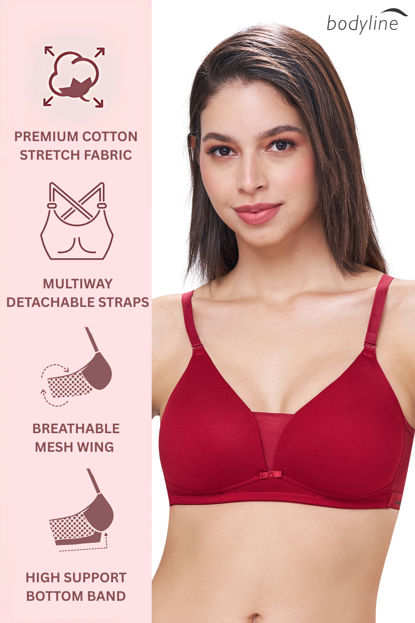 PIXIE | Seamless Cotton Comfort – Triangle Cup, Padded, Non-Wired T-Shirt Bra
