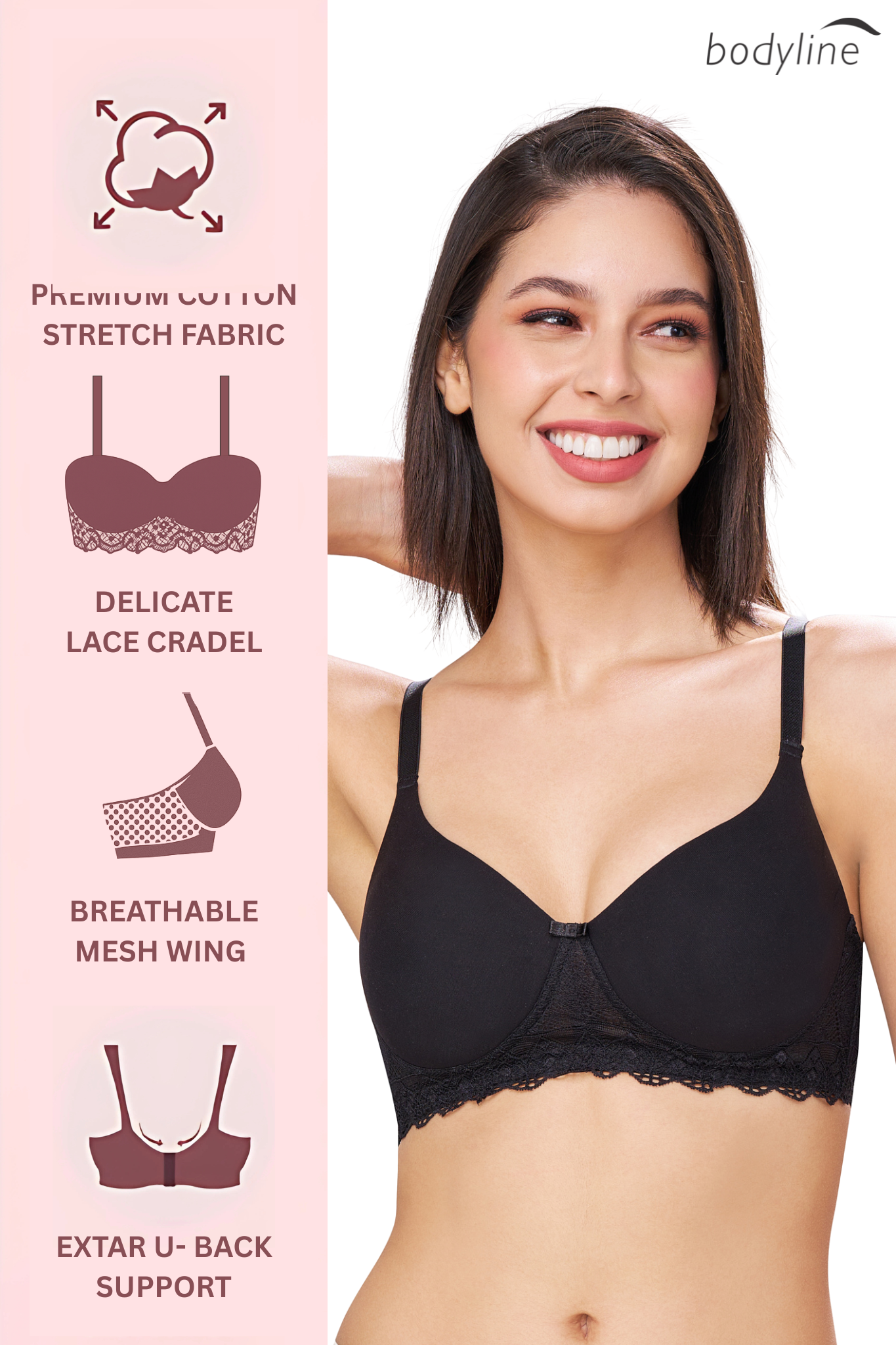 BAMBI | Lace-Trim Comfort – Lightly Padded, Non-Wired T-Shirt Bra