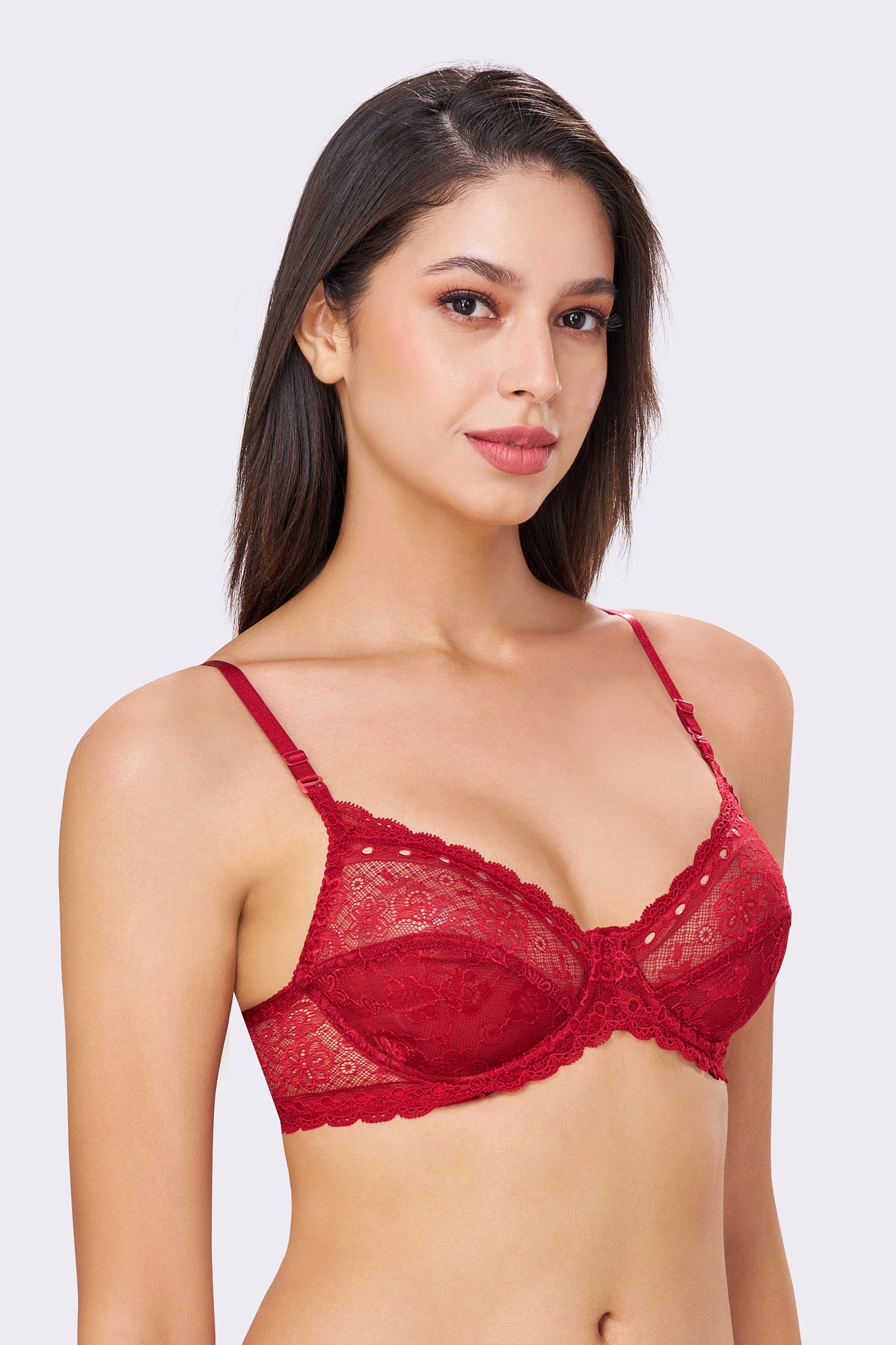 Sophia | Double Layered Wired Medium Coverage Breathable Lace Bra Convertible Straps