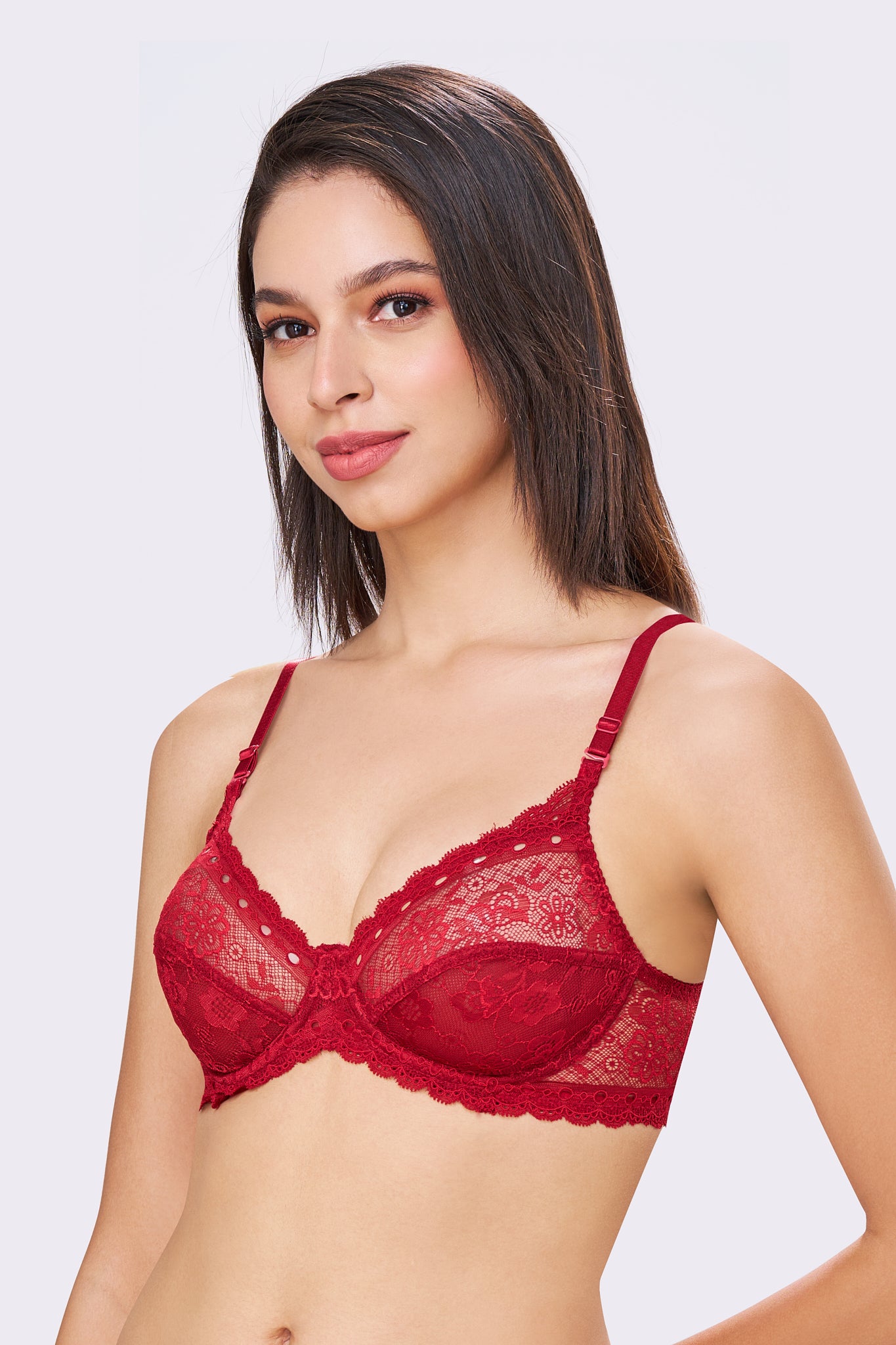 Sophia | Double Layered Wired Medium Coverage Breathable Lace Bra Convertible Straps