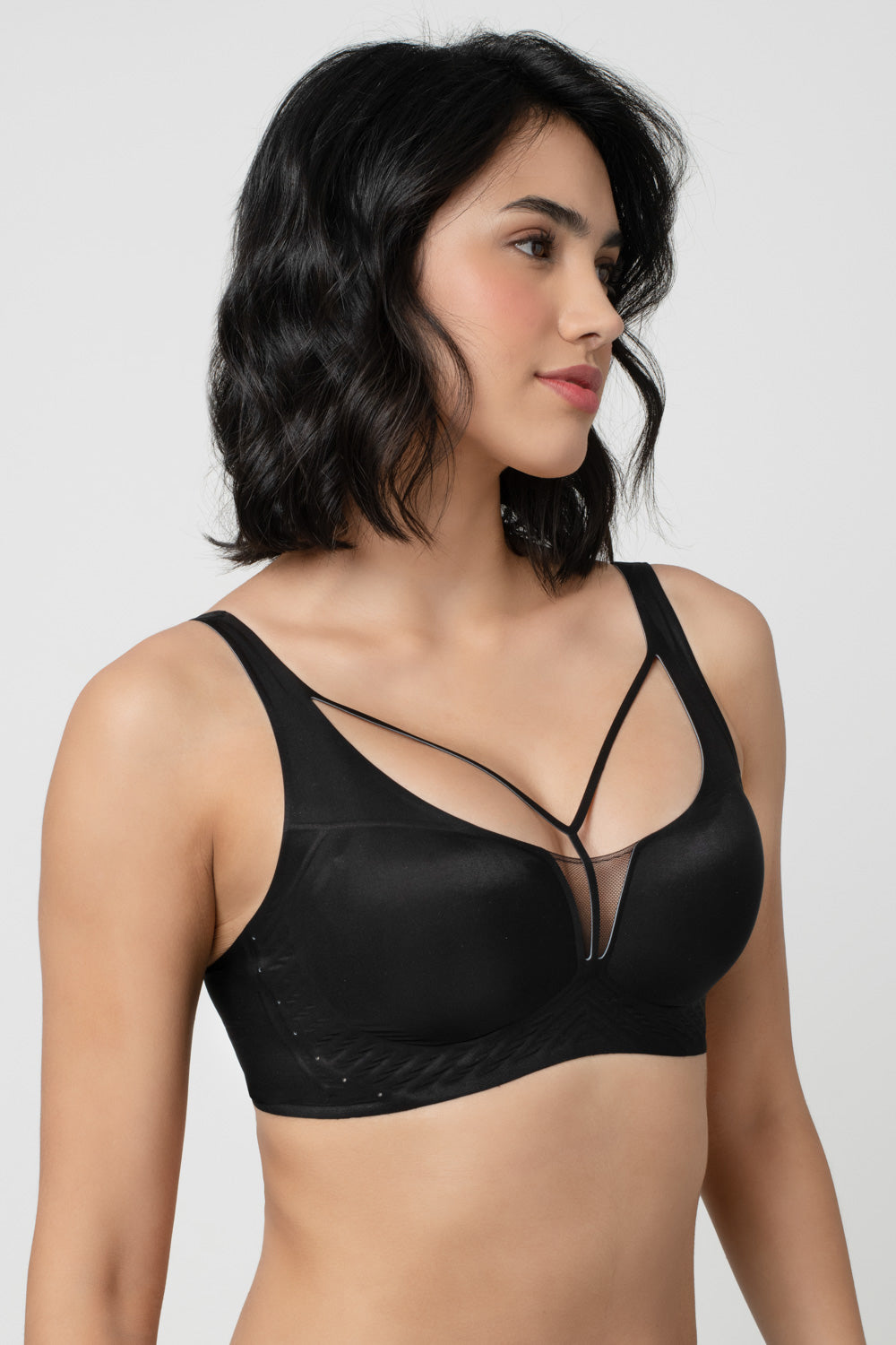 LIV | Strappy Front Detail Bra – Full Coverage, Plunge Neck, Lightweight & Supportive br