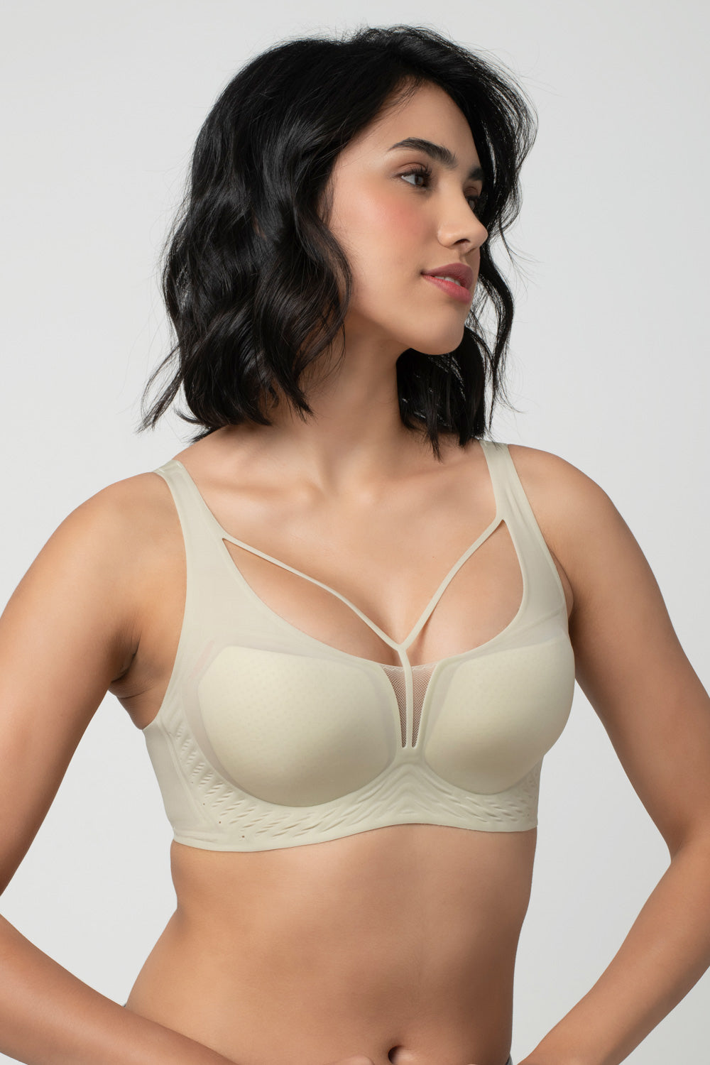 LIV | Strappy Front Detail Bra – Full Coverage, Plunge Neck, Lightweight & Supportive br