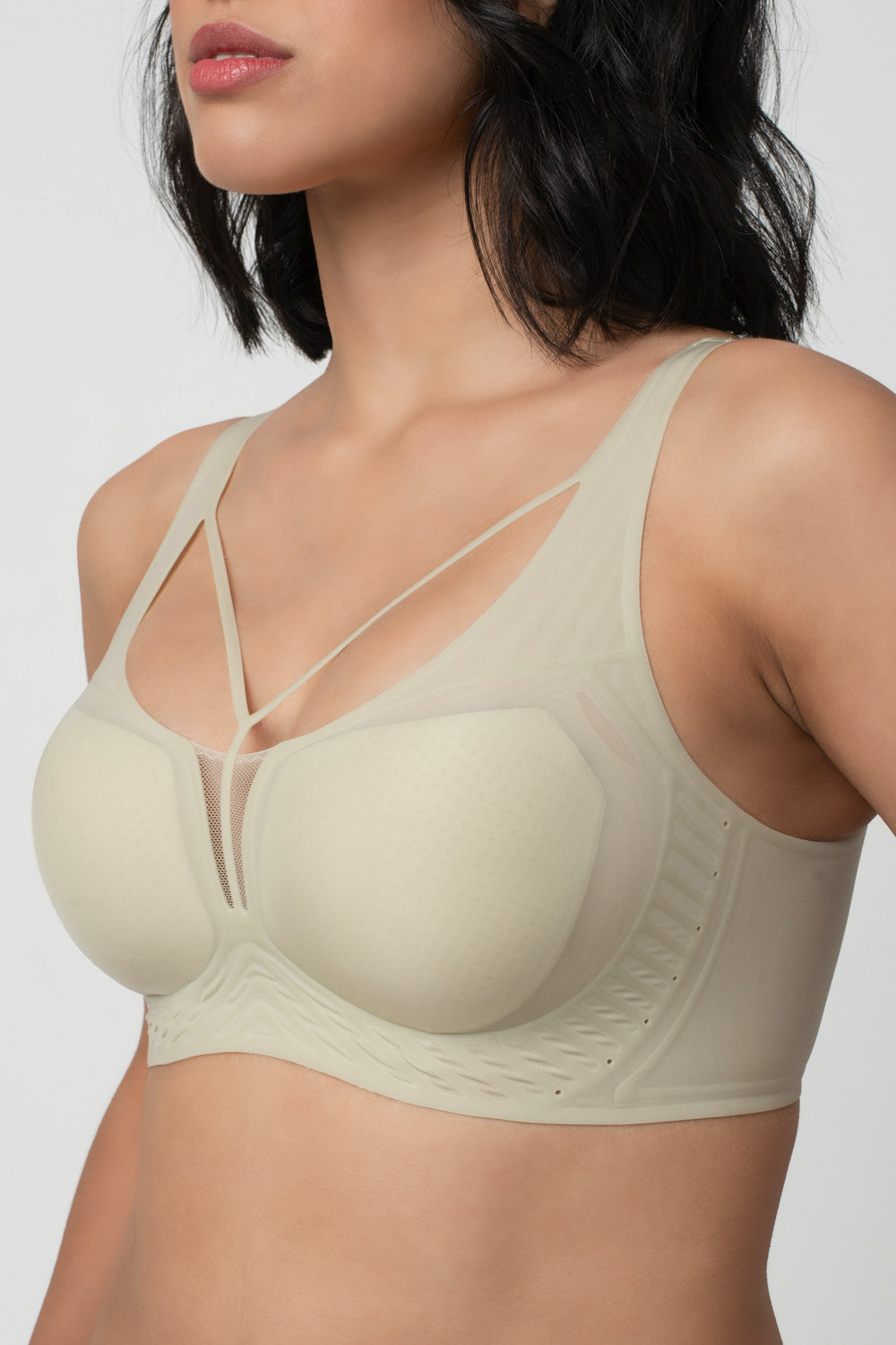 LIV | Strappy Front Detail Bra – Full Coverage, Plunge Neck, Lightweight & Supportive br