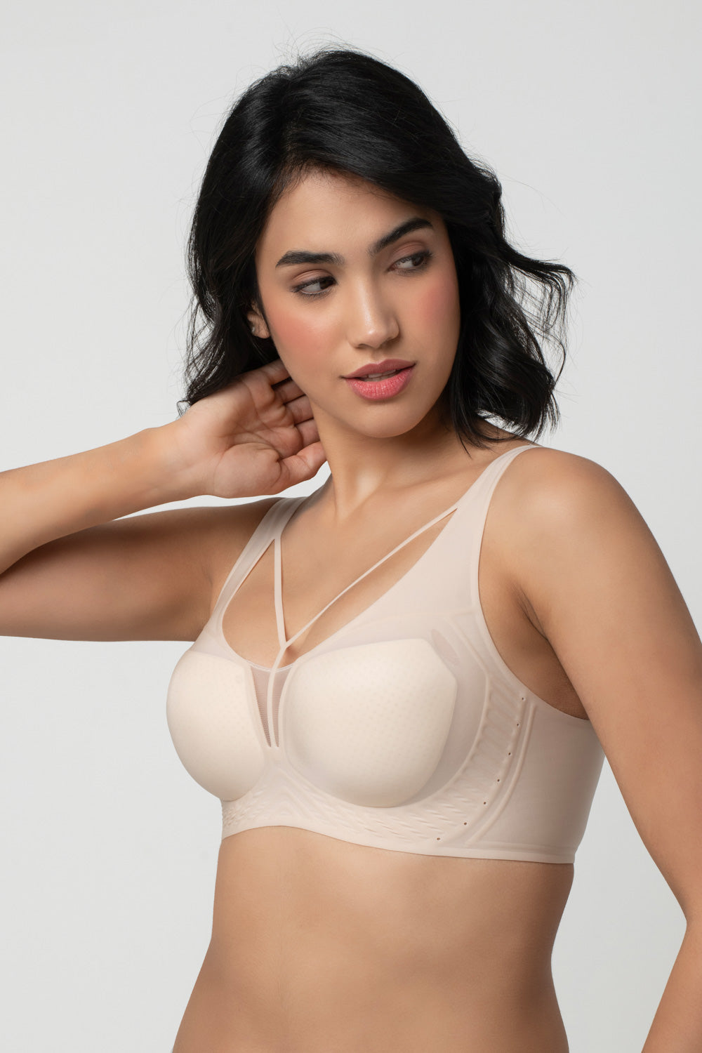 LIV | Strappy Front Detail Bra – Full Coverage, Plunge Neck, Lightweight & Supportive br