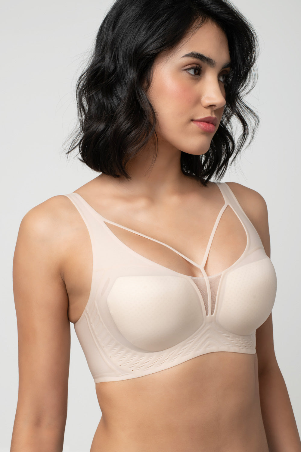 LIV | Strappy Front Detail Bra – Full Coverage, Plunge Neck, Lightweight & Supportive br