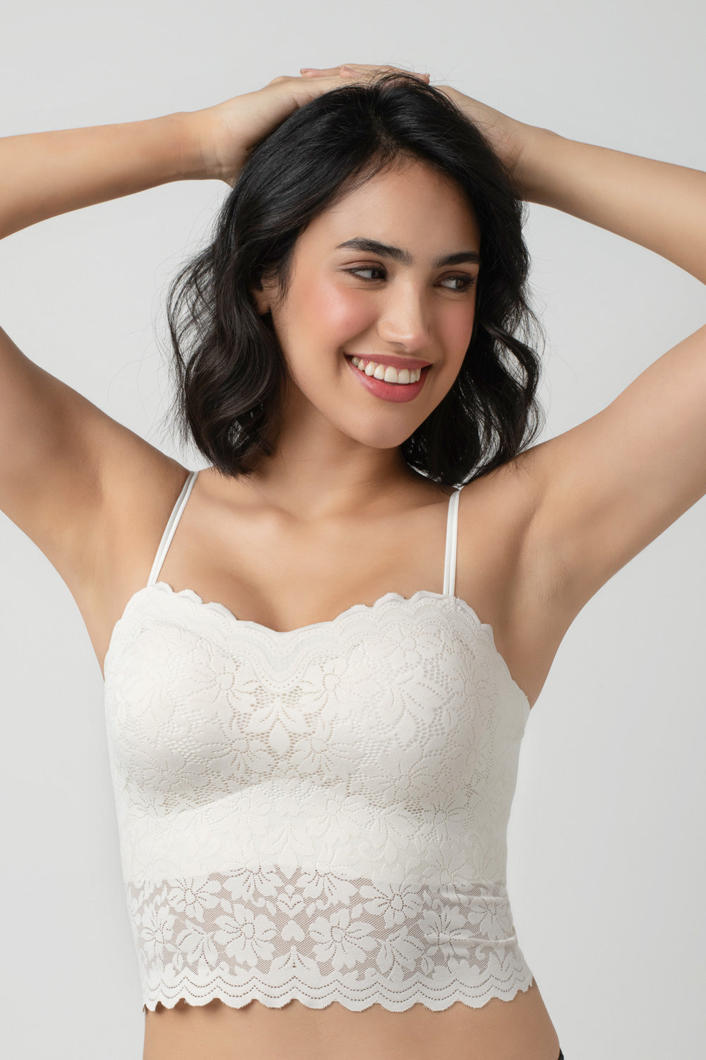 Iris Floarl Lace Camisole | Sweetheart Neck With Light Padding