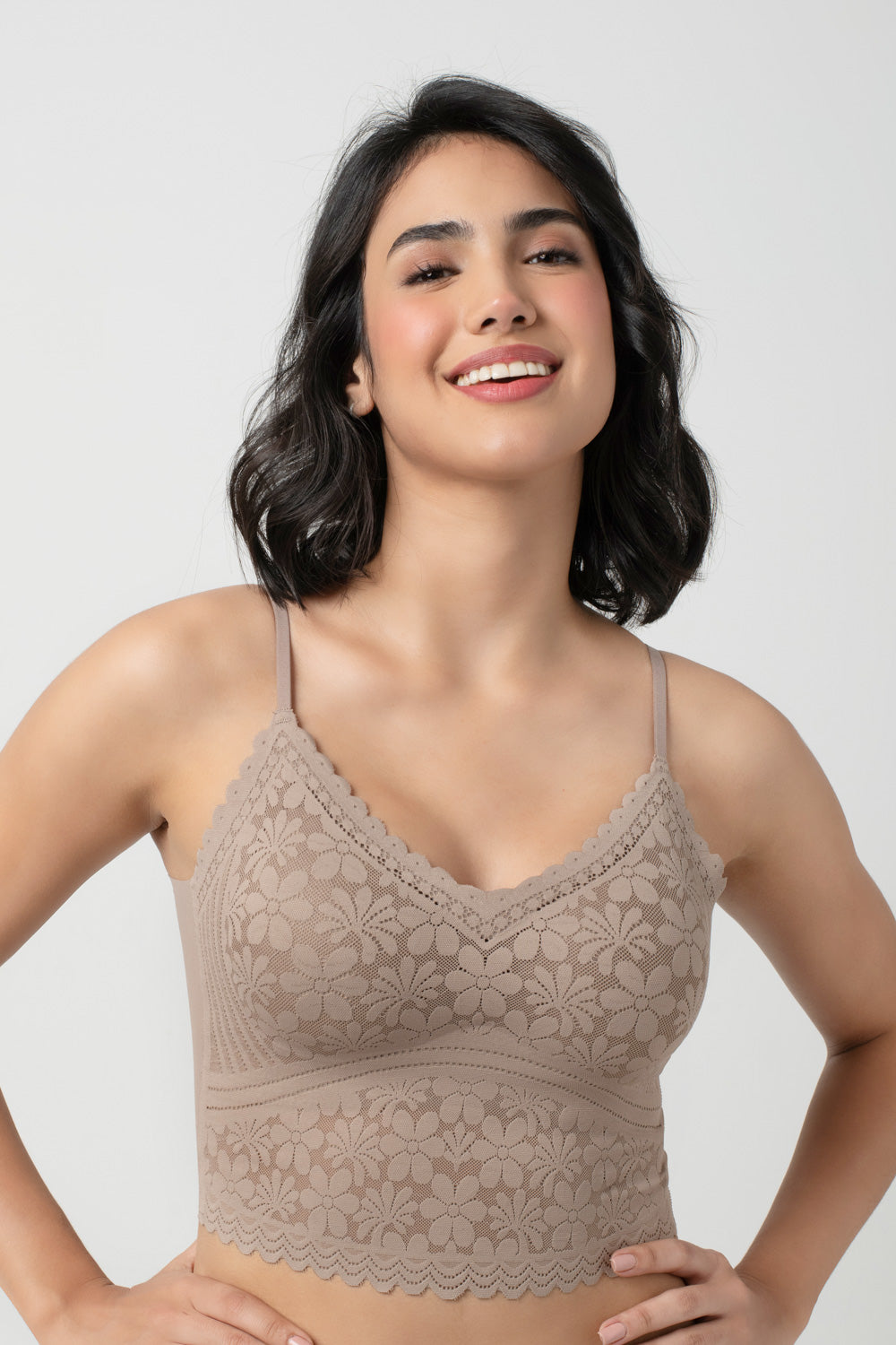 Claire Leafy Lace Camisole | V-Neck with Light Padding
