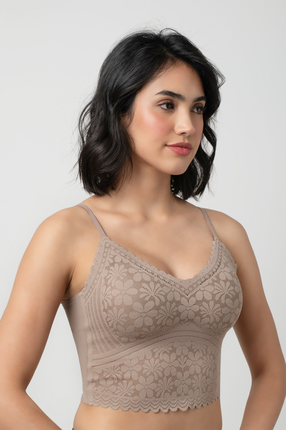 Claire Leafy Lace Camisole | V-Neck with Light Padding