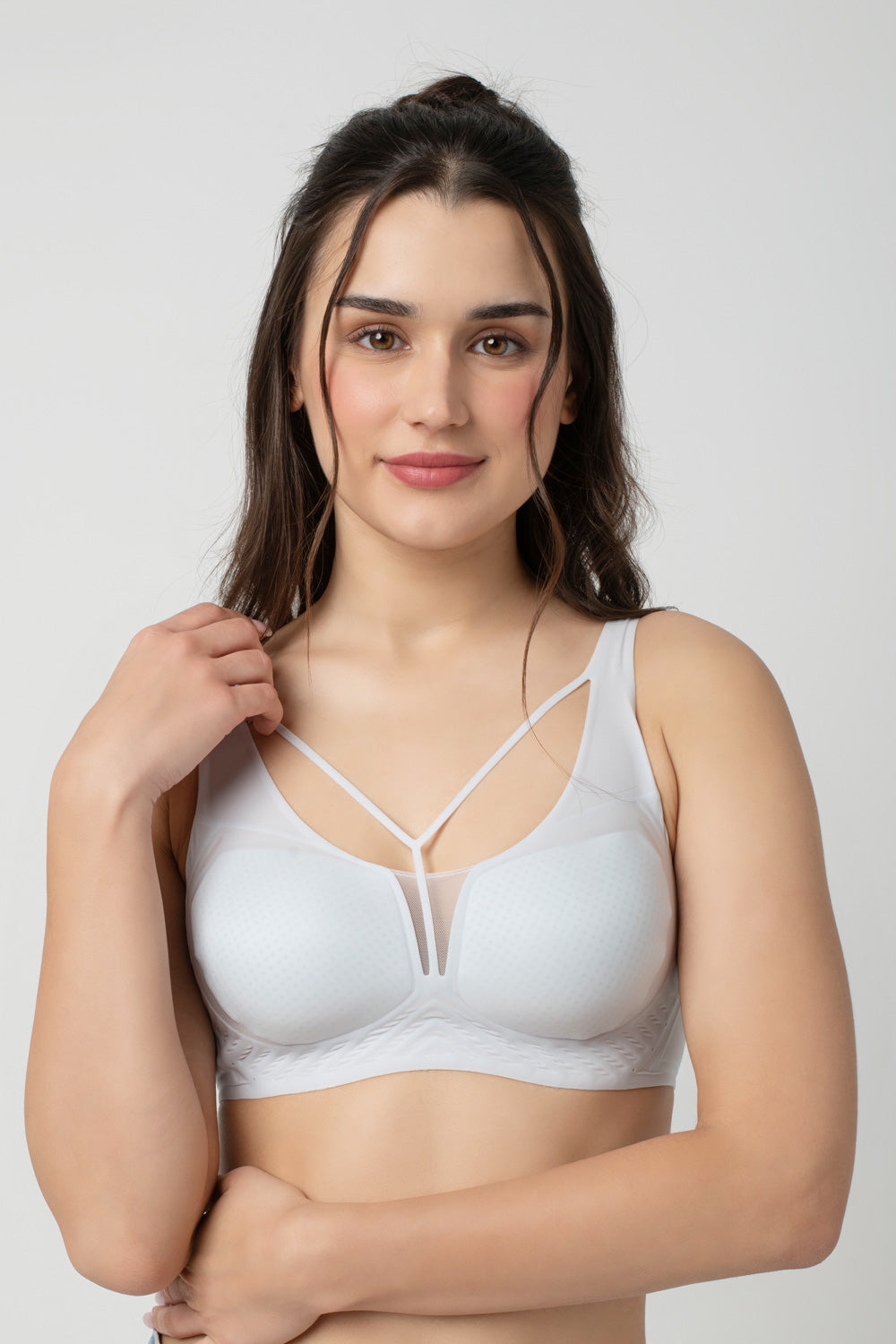 LIV | Strappy Front Detail Bra – Full Coverage, Plunge Neck, Lightweight & Supportive br