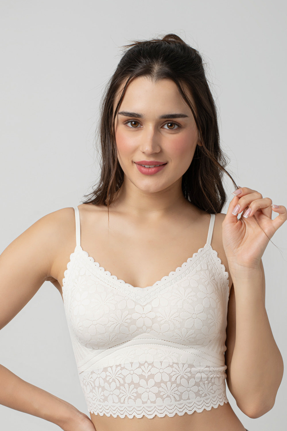 Claire Leafy Lace Camisole | V-Neck with Light Padding
