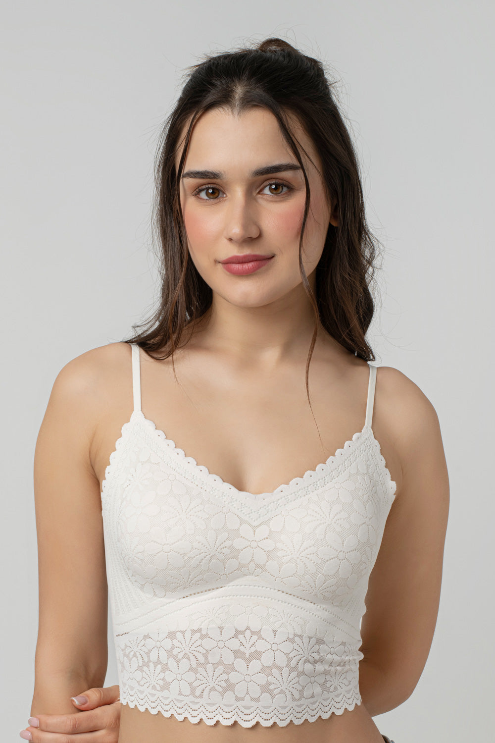 Claire Leafy Lace Camisole | V-Neck with Light Padding