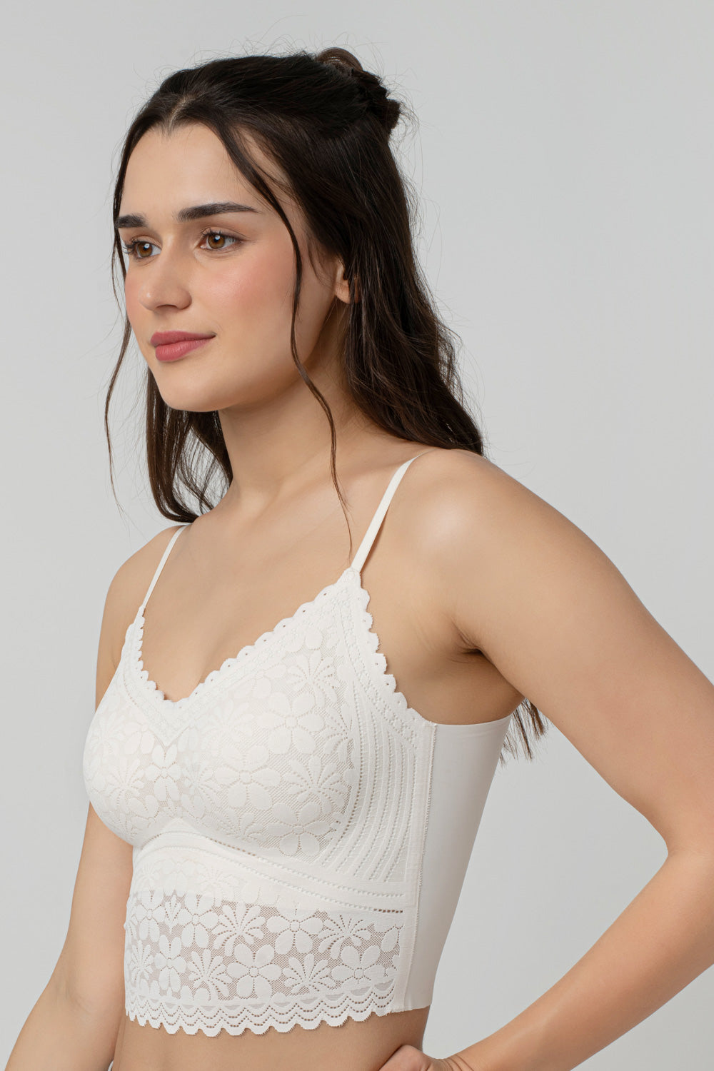 Claire Leafy Lace Camisole | V-Neck with Light Padding