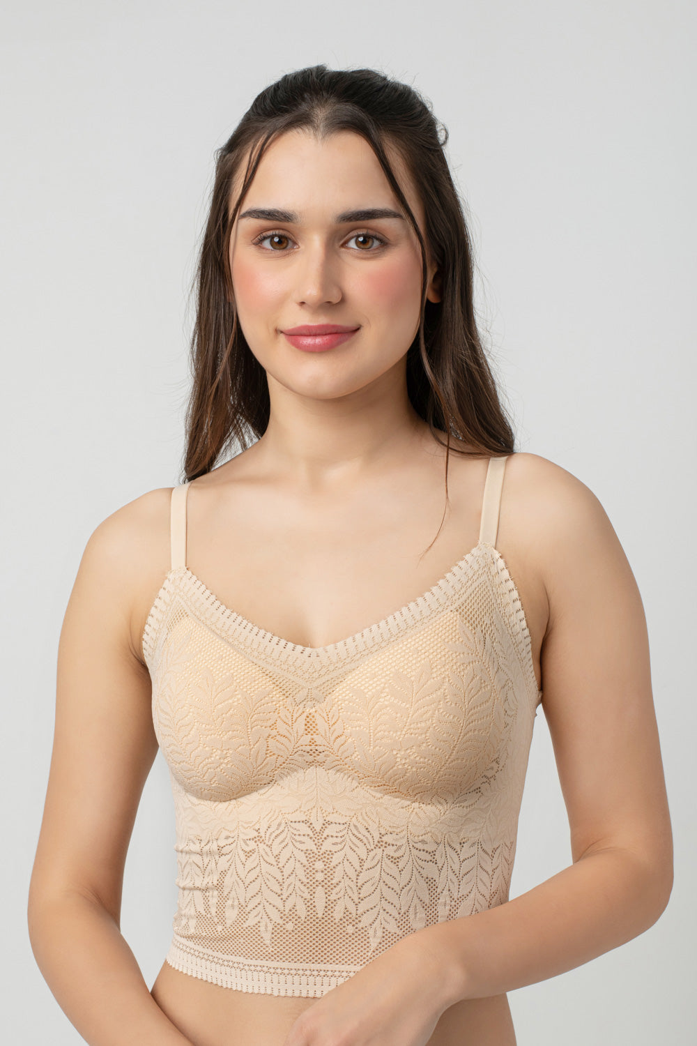 Ava Leafy Lace Camisole | V-Neck with Light Padding